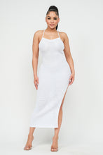 Load image into Gallery viewer, PIPING POINTELLE X-BACK SIDE SLIT MAXI DRESS -