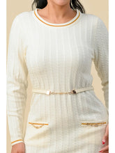 Load image into Gallery viewer, Knit Sweater Belted Mini Dress