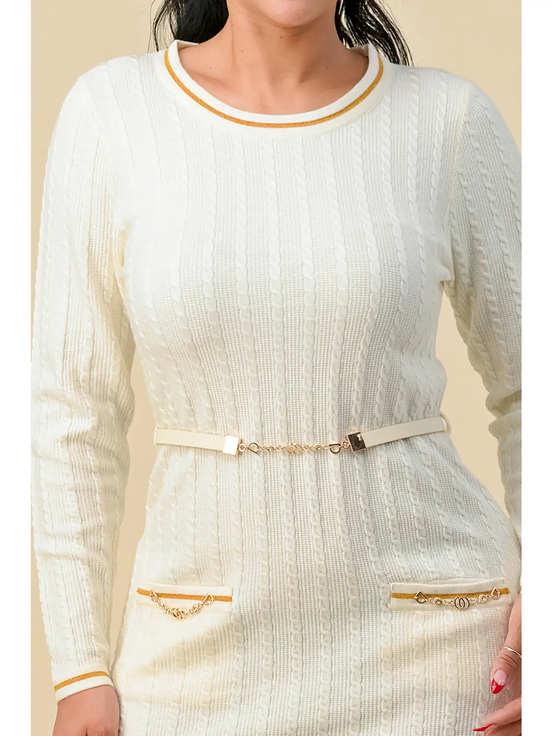 Knit Sweater Belted Mini Dress