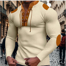 Load image into Gallery viewer, Kings Waffle Pullover Long Sleeve Lace Up Band Collar