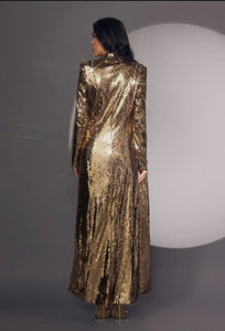 Gold Sequin Formal Long Jacket