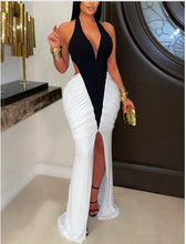 Load image into Gallery viewer, Backless Ruched Slit Halted dress