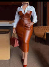 Load image into Gallery viewer, Long sleeve Belted Split joint Dress