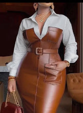 Load image into Gallery viewer, Long sleeve Belted Split joint Dress