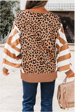 Load image into Gallery viewer, Stripe ColorBlock Patchwork Leopard Sweatshirt