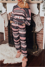 Load image into Gallery viewer, Christmas Pattern Loose Pullover 2pcs Lounge Pant Set