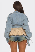 Load image into Gallery viewer, Fall Pleated Contrast Denim Jacket