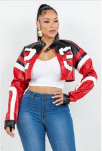Load image into Gallery viewer, Faux Leather Varsity Jacket