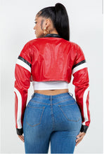 Load image into Gallery viewer, Faux Leather Varsity Jacket
