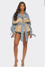 Load image into Gallery viewer, Fall Pleated Contrast Denim Jacket