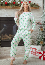 Load image into Gallery viewer, Christmas Tree Bow Top And Pants Lounge Set