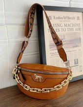 Load image into Gallery viewer, Crocodile embossed chain decor sling bag