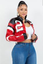 Load image into Gallery viewer, Faux Leather Varsity Jacket