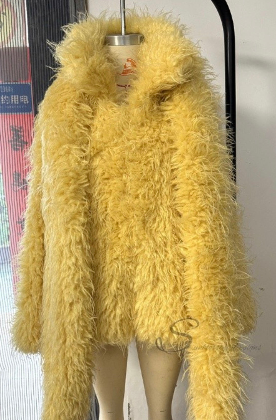Eco-Friendly Faux Fur Coat Without Scarf