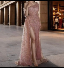 Load image into Gallery viewer, Sexy sequins shoulder dress hip skirt