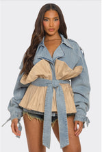 Load image into Gallery viewer, Fall Pleated Contrast Denim Jacket