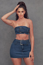 Load image into Gallery viewer, Large Buckle Denim Skirt Set