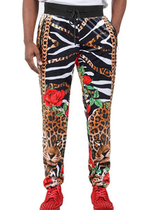 Kings Leopard Zebra Floral Chain Printed Joggers