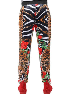 Kings Leopard Zebra Floral Chain Printed Joggers