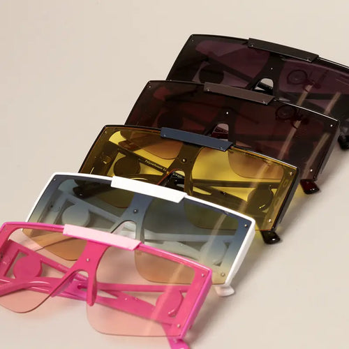 Women's Flat Top Shield Square Sunglasses