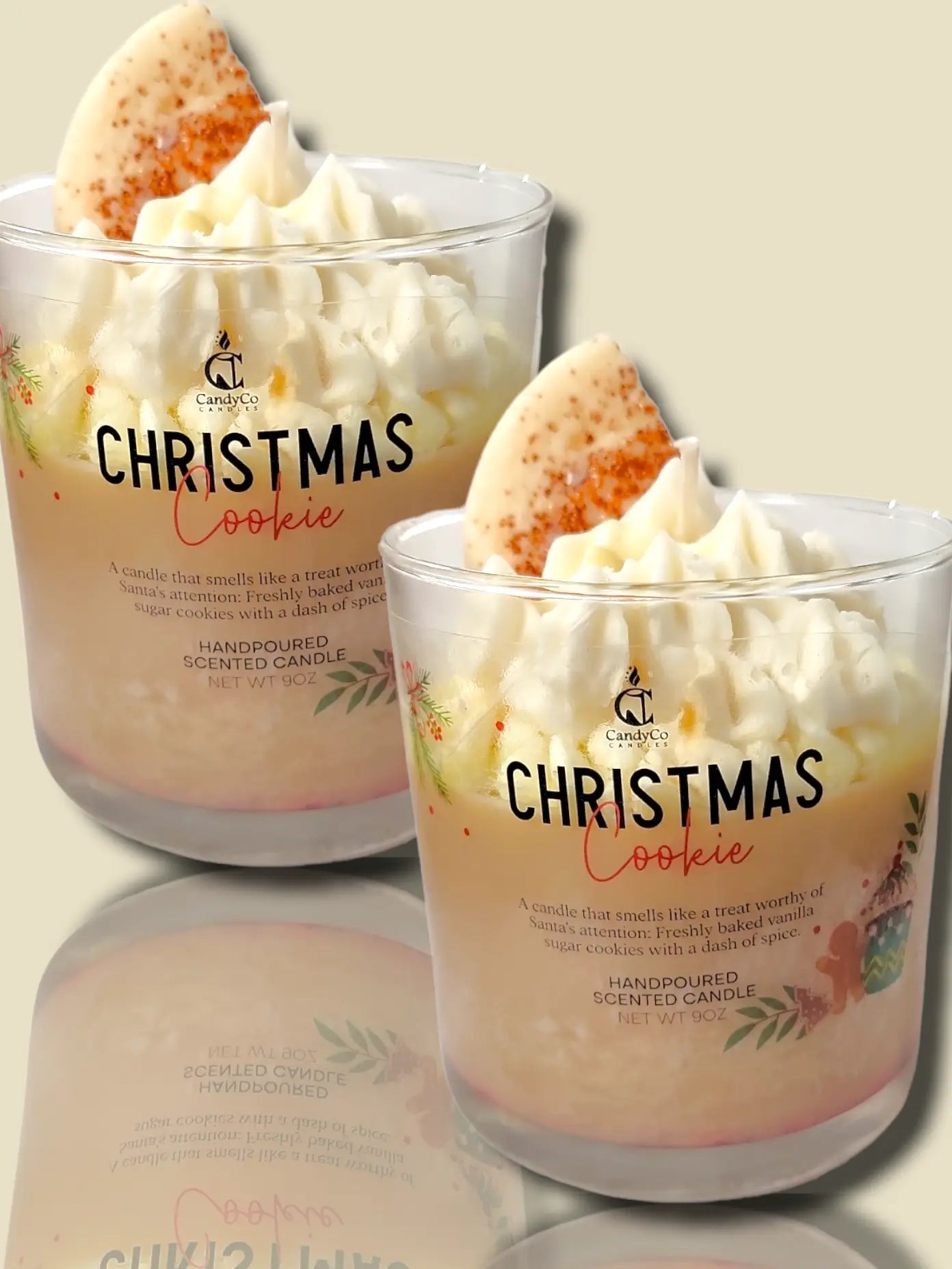 Christmas Cookie Santa Scent Candle Holiday Soy Wax Whipped