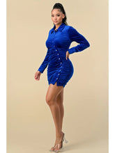 Load image into Gallery viewer, Sexy Velvet Diagonal Button Detail Mini Dress