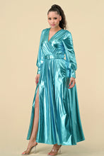 Load image into Gallery viewer, Knit Foil Printed Overwrap Slit Maxi Dress