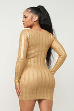 Load image into Gallery viewer, LONG SLEEVE DISTRESSED MINI DRESS w/ FOIL