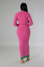Load image into Gallery viewer, Color Block Knit Cardigan and Skirt Set
