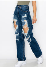 Load image into Gallery viewer, BLOWN OUT WIDE LEG ELASTIC WAIST JEANS