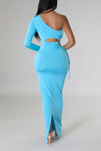 Load image into Gallery viewer, ONE SHOULDER CUTOUT SLIT MAXI DRESS