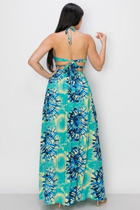 PRINTED RAYON BOIL SLIT FRONT MAXI