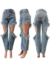 Load image into Gallery viewer, Fashion Ripped Tassels Jeans