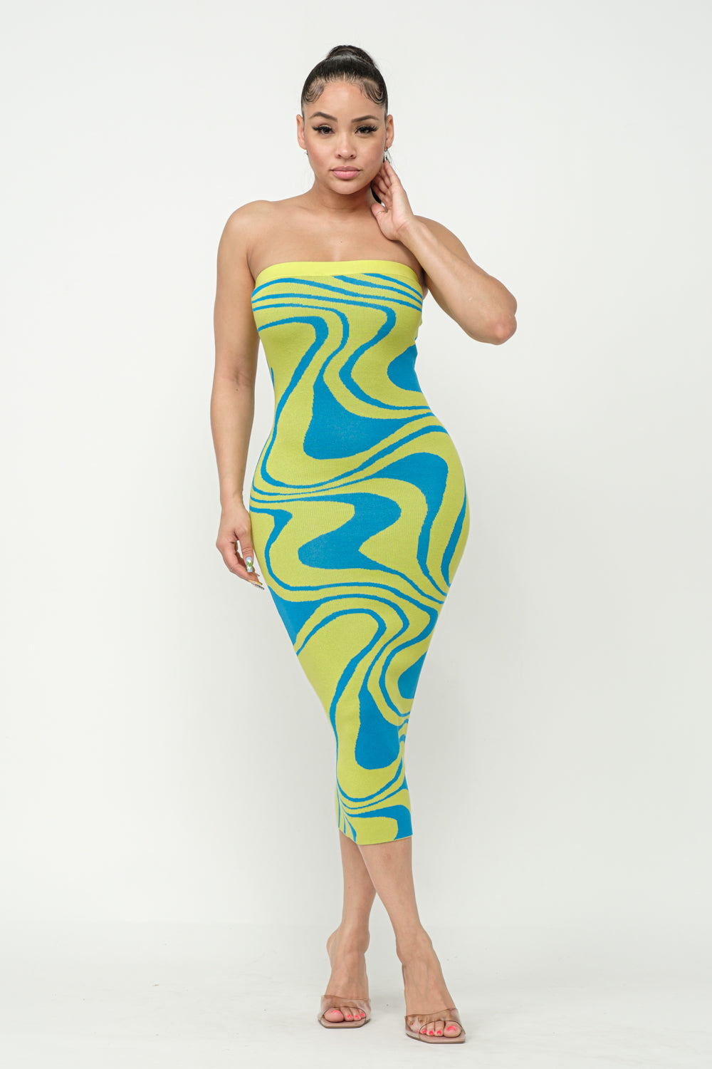 groovy midi dress GROOVY WAVE JACQUARD MIDI DRESS – Oceanglam Boutique