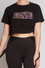 Load image into Gallery viewer, Short sleeve `love` crop top Spring 2020