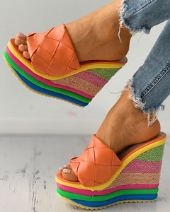 Quilted Colorful Espadrille Wedge Sandals
