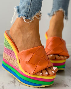 Quilted Colorful Espadrille Wedge Sandals
