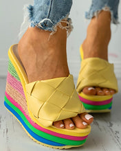 Load image into Gallery viewer, Quilted Colorful Espadrille Wedge Sandals
