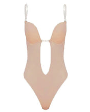 Load image into Gallery viewer, Solid Open Back Clear Strap Bodysuit Body Thong Shaper 