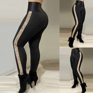 Fashion Women Sweatpants for Sport Side Strip Design Zipper Decor Elastic High Waist Spring Autumn Slim Hips Pencil Pants