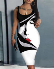 Load image into Gallery viewer, White Face Print Bodycon Dress
