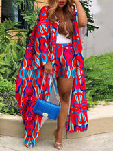 Load image into Gallery viewer, Print Cardigan Shorts 2 Piece Set