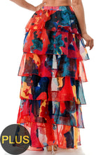 Load image into Gallery viewer, Tiered Ruffle Flare Maxi Skirt