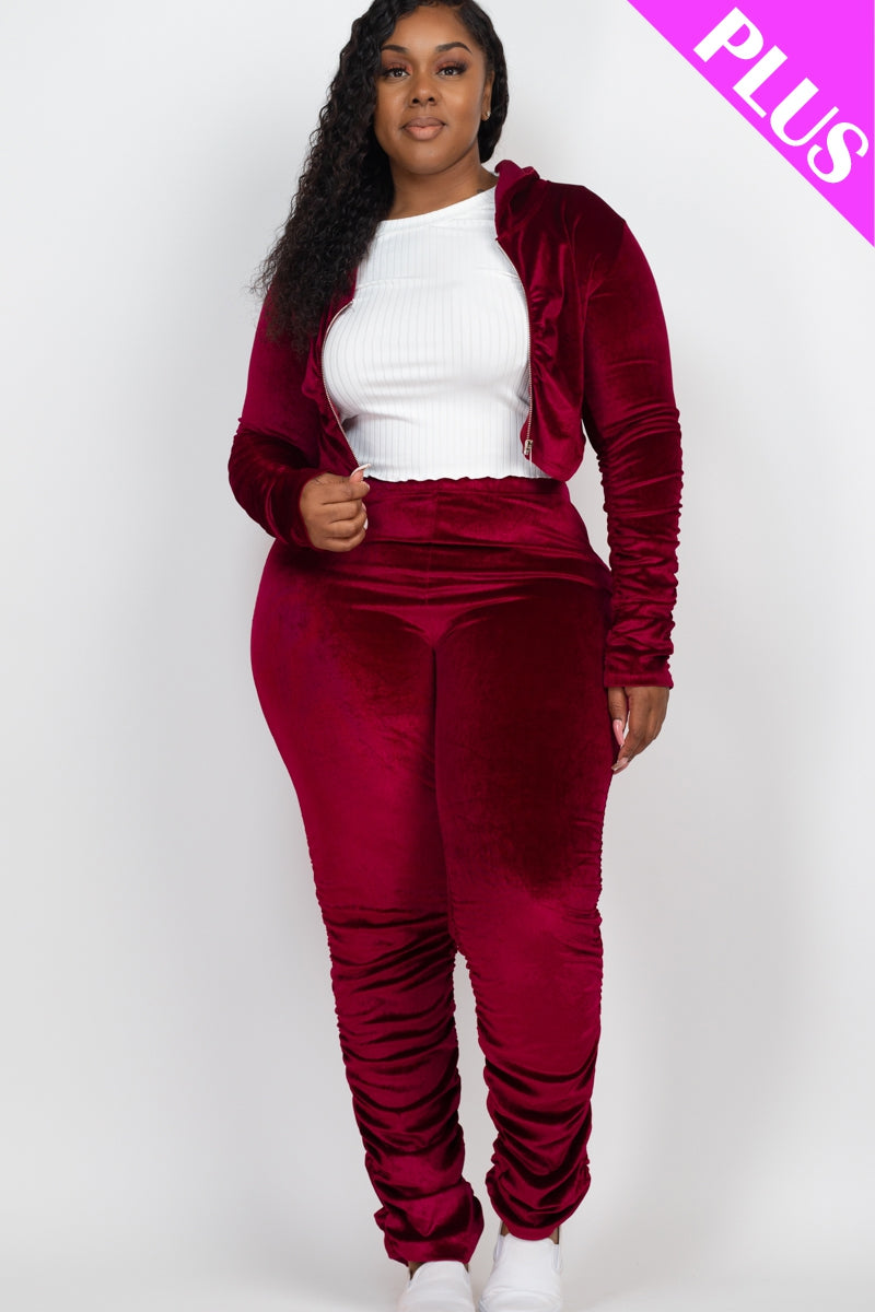 Velour Zip Up Jacket And Pants