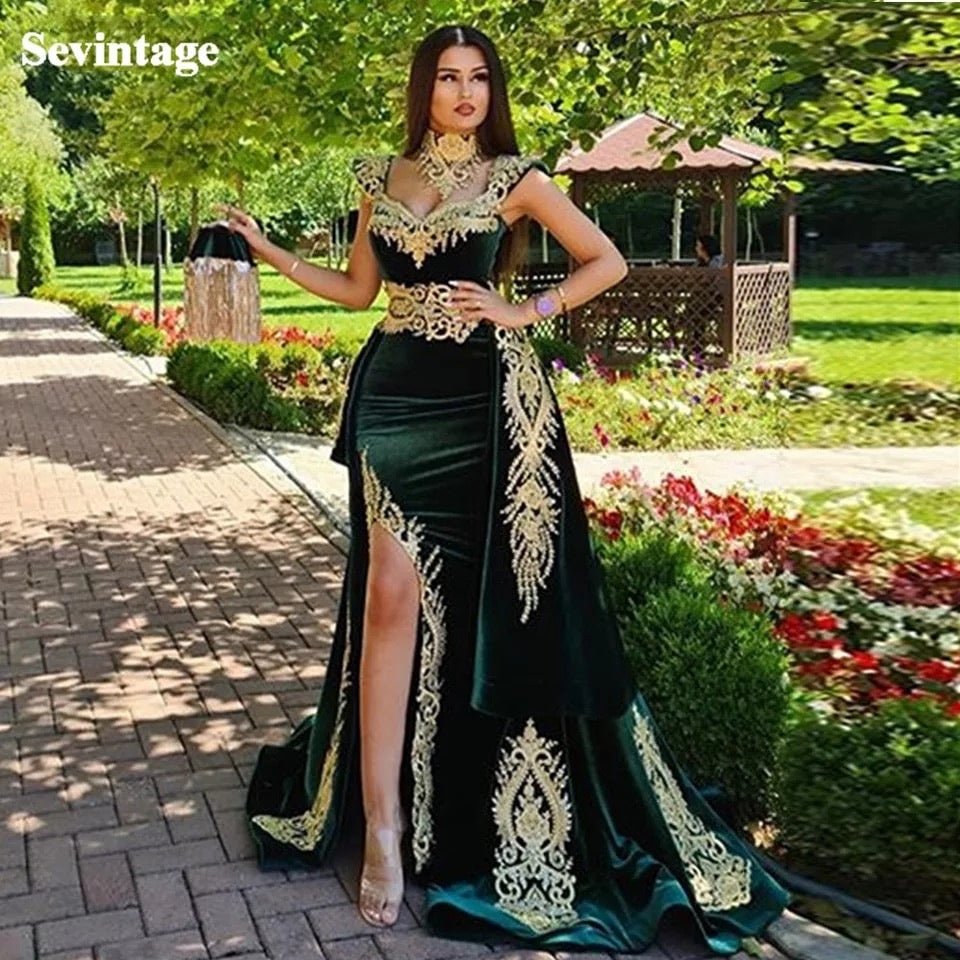 Glam 4 Pieces Velvet Evening Dress Removable Skirt – Oceanglam Boutique