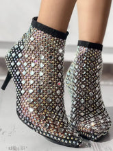 Load image into Gallery viewer, Hollow Out Rhinestone Stiletto Heel Boots