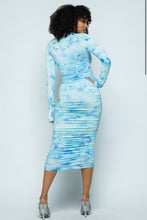 Load image into Gallery viewer, Printed mock neck midi dress Fall collection 