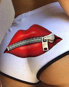 Sexy Lip Print Skinny Panty