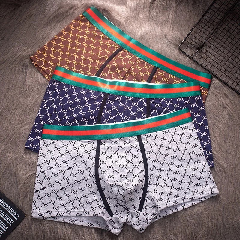 Men's Pure Cotton Thin Breathable Medium Waist Underwear Fashion Printing Boxers