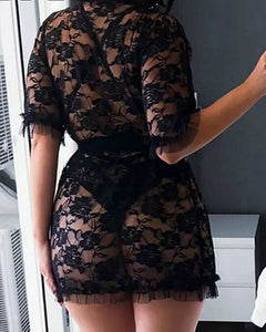 Lace Sheer Mesh Plunge Teddy 